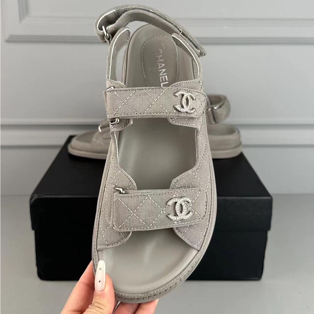 NIB- Chanel- sport sandal- gray-  size 42 (fits small like a size 10)